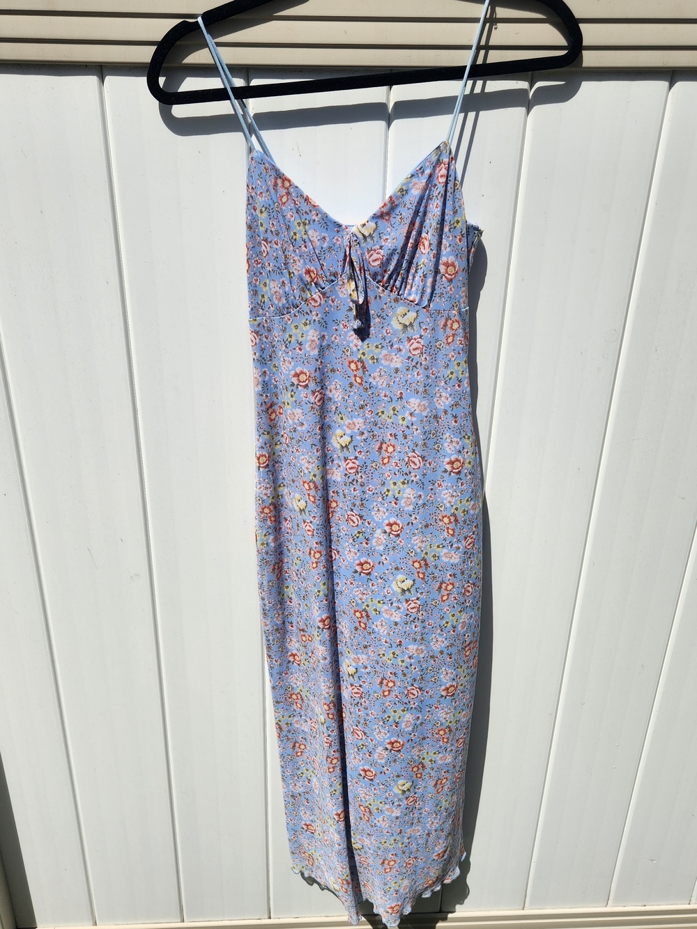 Ultra Flirt Light Blue Floral Slip Dress with Pink & Cream Accents